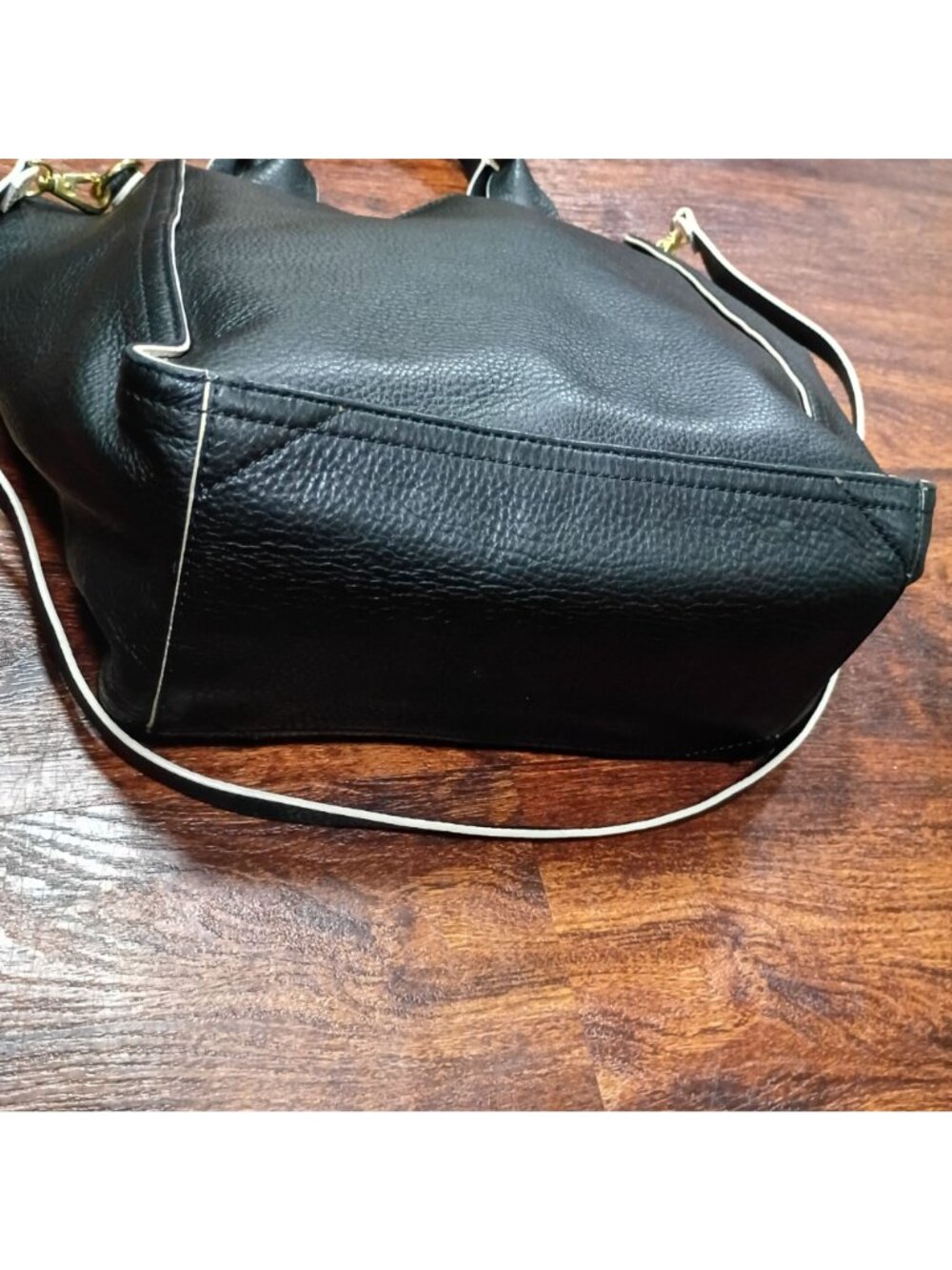 Gap Black Cow Leather Tote Bag With Detachable Crossbody Strap - Picture 5 of 14